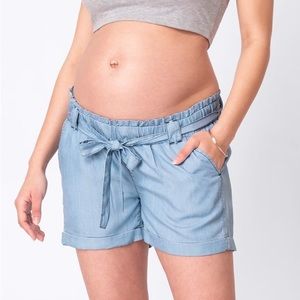 Seraphine Chambray Denim Maternity Shorts
